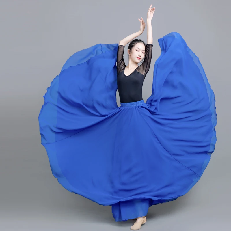 Женская шифоновая юбка для танца живота однотонная длинная на 720 градусов