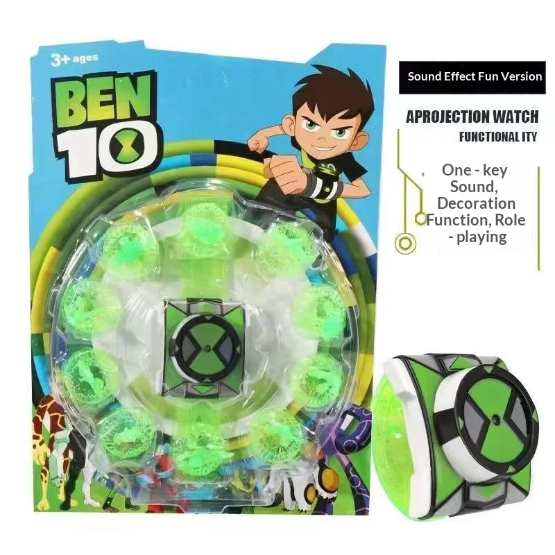 Фото Детские часы Ben10 Omnitrix с проекцией и звуком, светящиеся в темноте, популярная игрушка для мальчиков, коллекционный сувенир по мотивам анимации №3