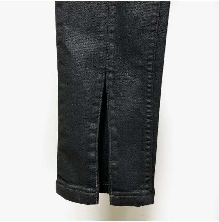 Мужские черные джинсы с разрезом на подоле из джинсовой ткани | Мужская одежда