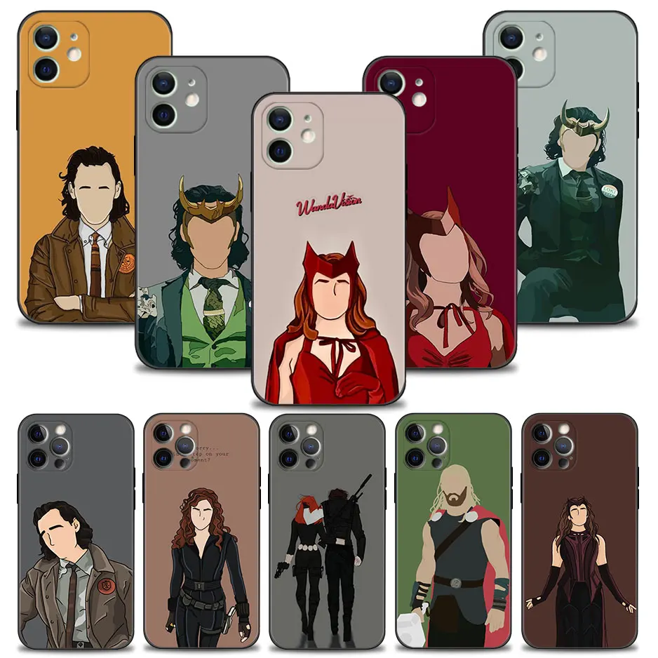 Чехол для телефона Apple iPhone 11 12 13 14 Pro Mini X XR XS Max 6 6S 7 8 Plus 5 ярких цветов чехол Marvel Loki Wanda