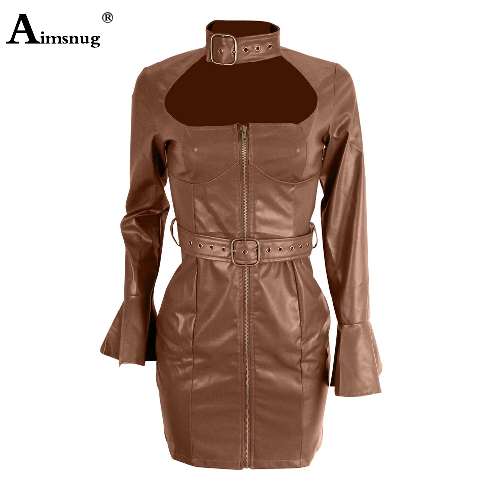 Aimsnug Женское платье из искусственной кожи