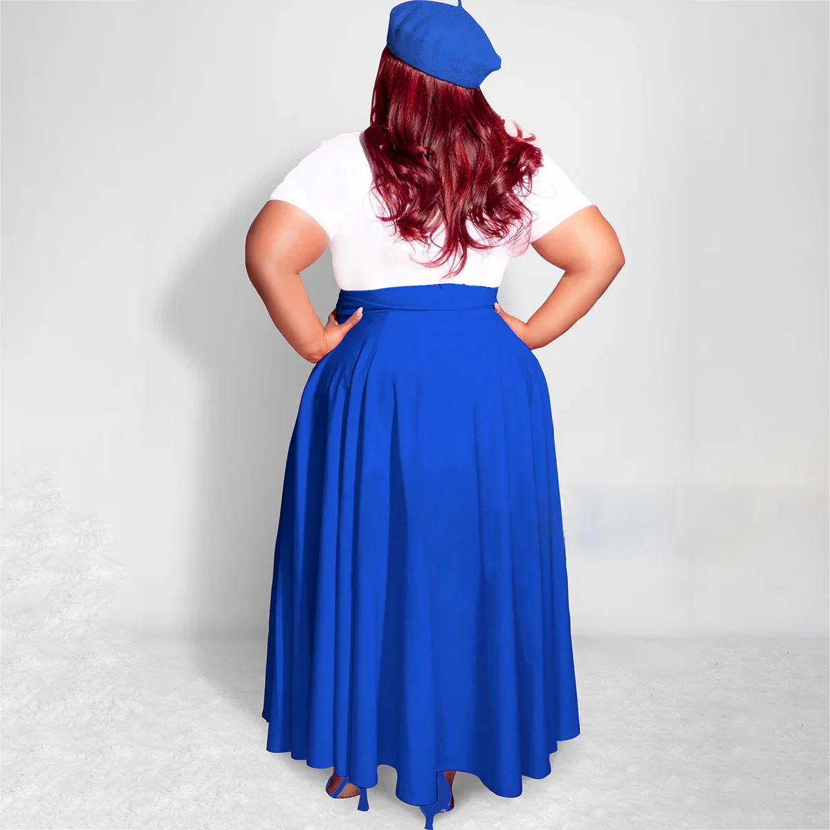 Summer Women's Slim Fit High Waist Lace Up A-line Dress Women's Plus Size Fashion Casual Dress Elegant Temperament Long Dress