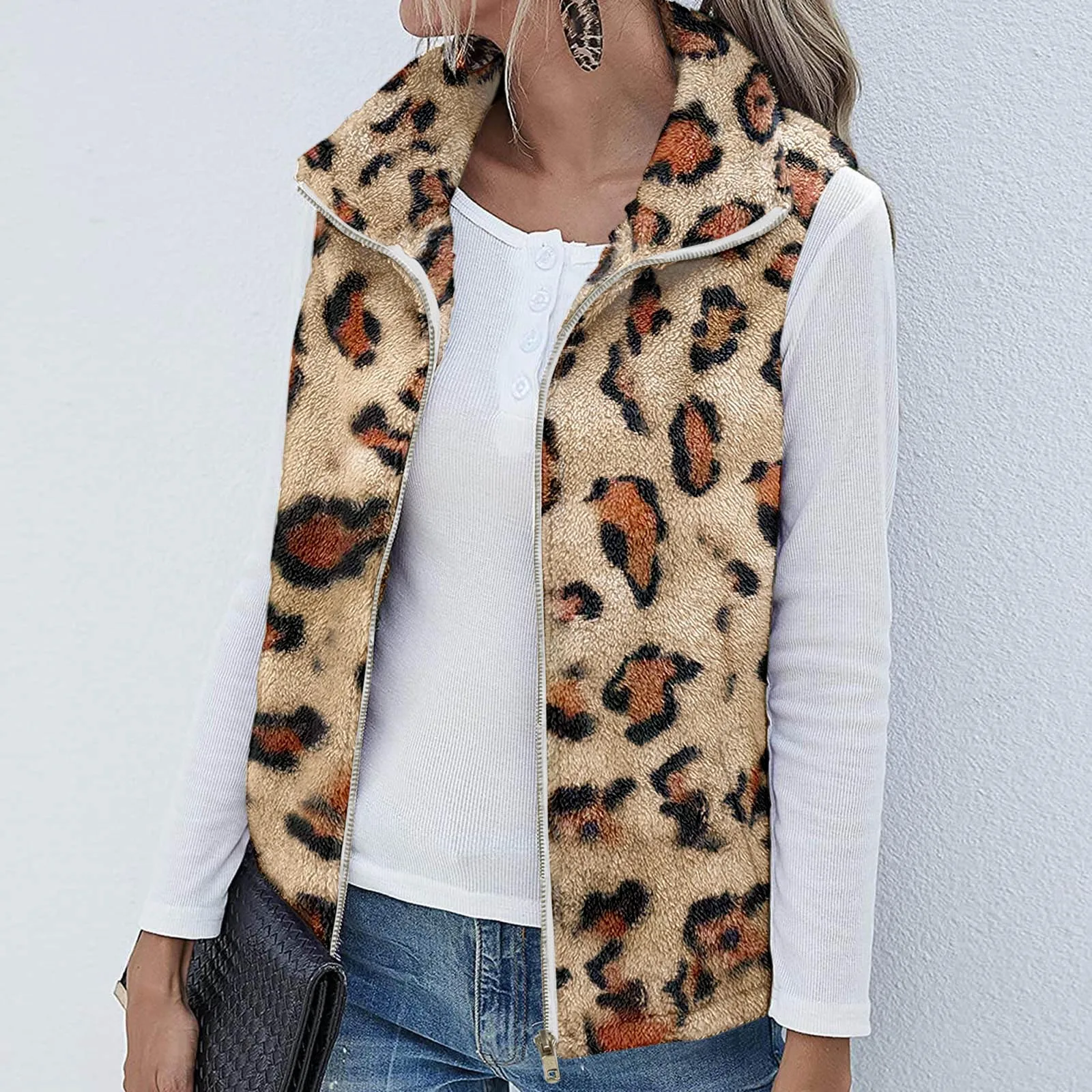 

Long Faux Suede Vest Casual Coat For Womens Fuzzy Fleece Jacket Lightweight Vest Cozy Sleeveless Cardigan All Weather Vest