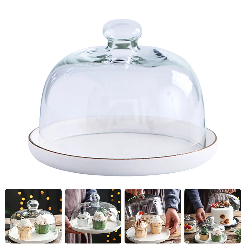 

Cake Dome Stand Cloche Cover Glass Plate Platters Round Clear Display Desert Dish Platter Dessert Serving Covered Acrylic