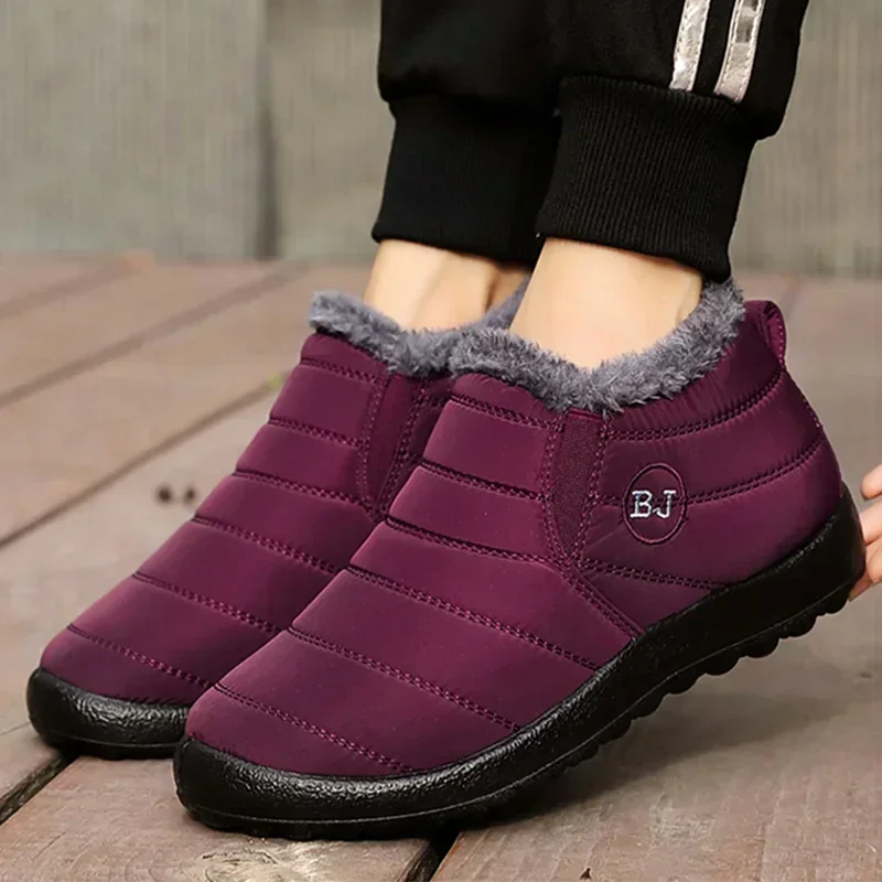 

Winter Shoes Botines Keep Warm Ankle Boots Snow Botas Mujer Slip on Black Winter Boots Purple Plus Black Botas Mujer Low Price