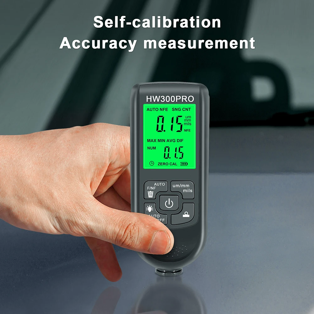 Electroplate Metal Coating Thickness Tester HW-300 Digital 0-2000um Fe and NFe probe Car Paint Coating Thickness Gauge images - 6