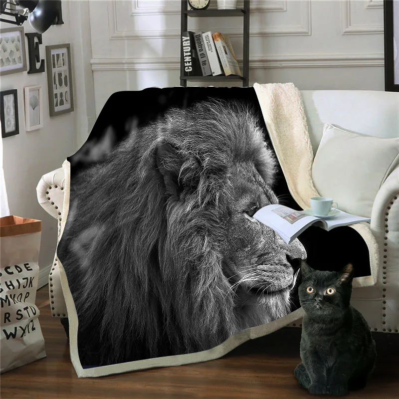 

Black Atmosphere Lion Series Male Apartment bed Blanket Microfiber Fleece Bedspread Sherpa Blanket Couch Soft Plush Blanket