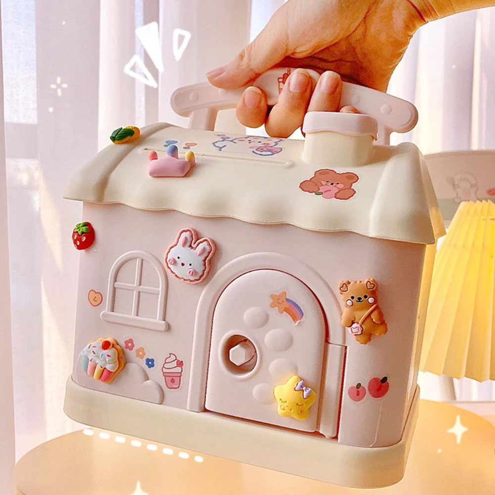 Милая копилка коробочки для денег детская японская квадратная с замком и ключом