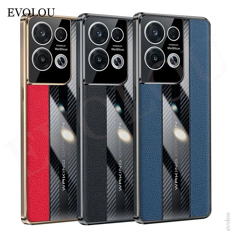 

for OPPO Reno 8 Pro Carbon Fiber Plating Genuine Leather Case for OPPO Reno 5 6 7Pro 8 Pro Plus Find X5 Lens Protection Cover