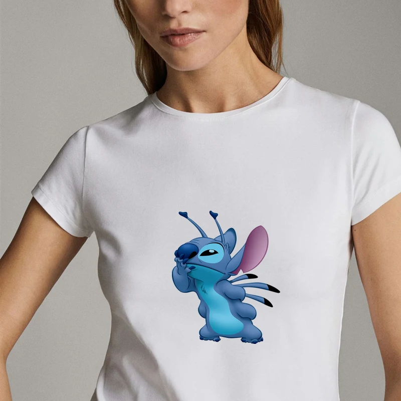

Kawaii Women T Shirts Fashion Disney Mickey Letter Print Short Sleeves T-shirt Female 2023 Summer Casual Y2k Clothes Tops