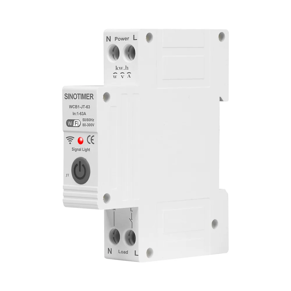 Умный автоматический выключатель Tuya с Wi-Fi и измерительным реле 63 А дистанционное