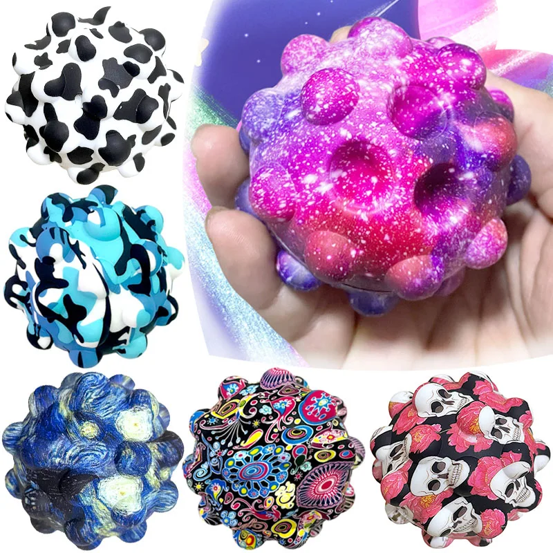 

Stress Ball Stylish 3D Pop Pinch Silicone Its Fidget Toys Pack Push Bubble Balls Anti-stress Vent Toys for Kids Adults Gifts