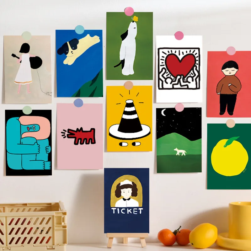Cartoon Cute Animals Postcards Decoratiove Card Bedroom Background Diy Wall Stickers Kawaii Photo Props 15 Sheets Greeting Card