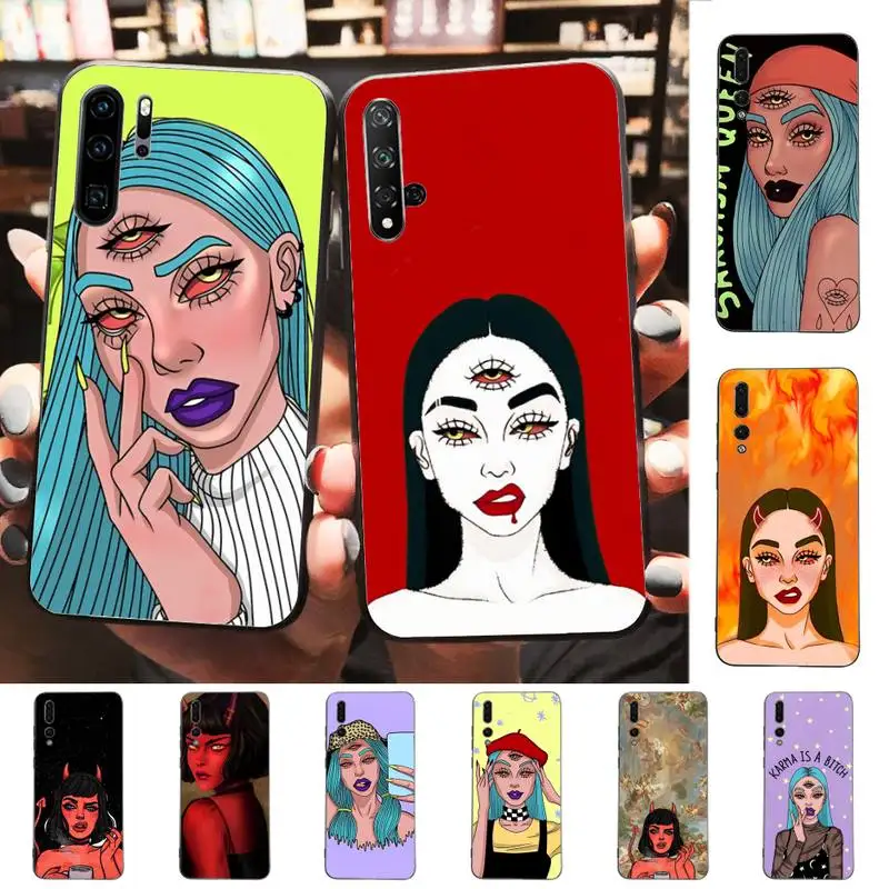 

Devil Woman Bad girl Painted Phone Case for Huawei P30 40 20 10 8 9 lite pro plus Psmart2019