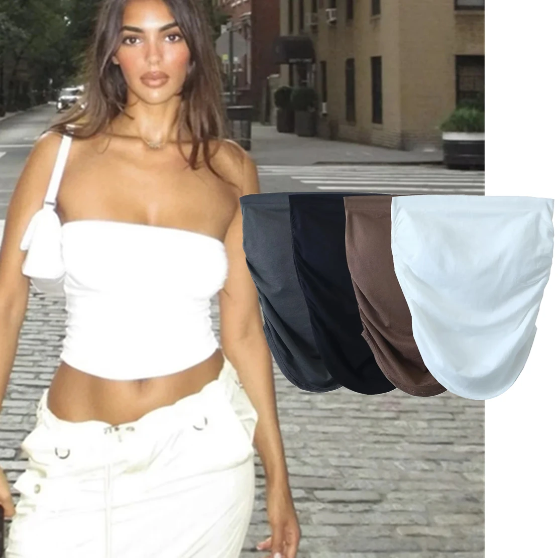 

Elmsk Ins Blogger High Street Retro Off Shoulder Crop Tops Sexy Tshirts Women