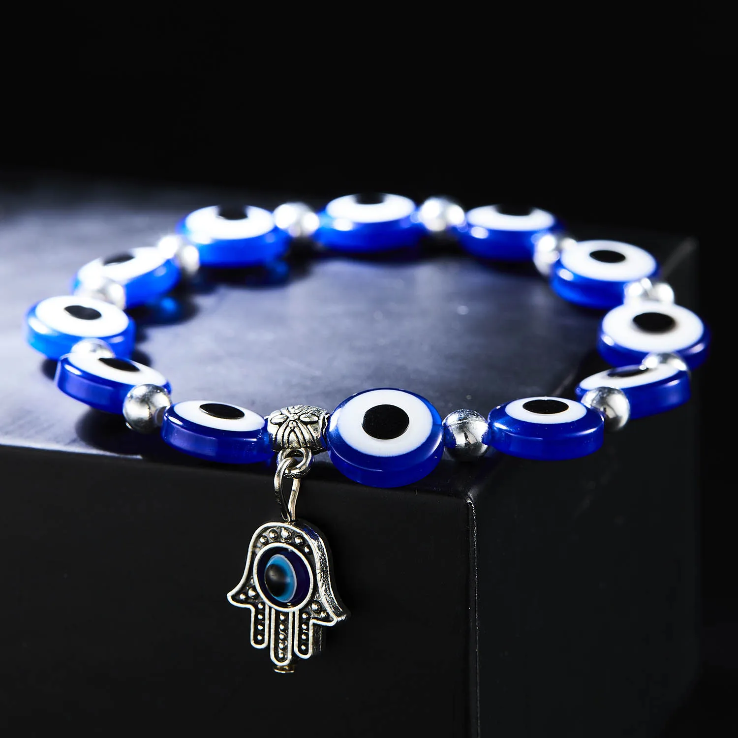 

Trendy Blue Evil Eye Beads Palm Pendant Bracelet Turkish Blue Eyes Adjustable Rope Chain Bracelets Lucky Friendship Jewelry Gift