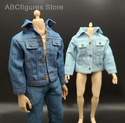 Female/Male 1/6 Scale Denim Jacket Coat Top Shirt Clothes Toy Fit 12
