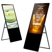 foldable touch screen indoor video media advertising kiosk portable digital signage battery