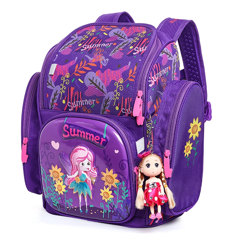 Kids Grade 1-5 Student Children Orthopedic Butterfly Elf Pattern School Bags For Girls 3D Bagpack Mochila Escolar Backpack