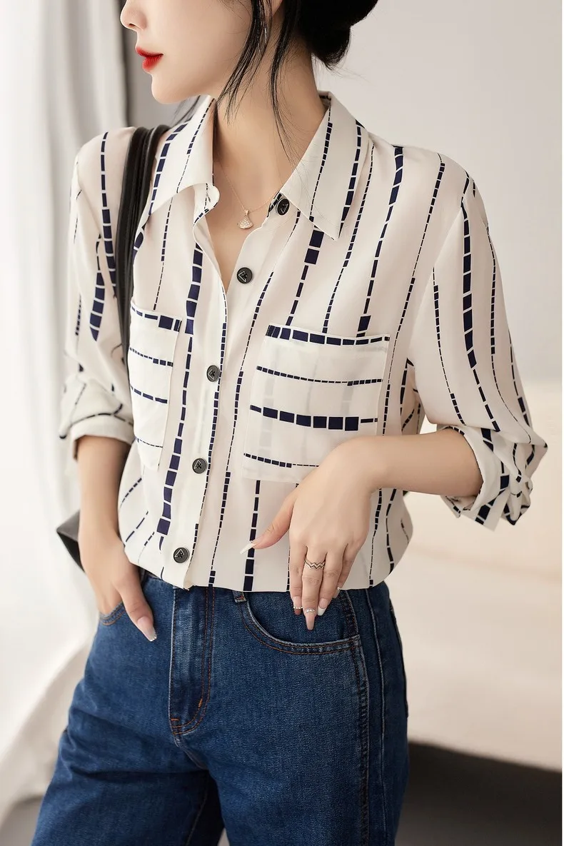 

Fashion printing ladies shirts New elegant Women's Blouses 2023 Spring Autumn Long Sleeve Shirts Tops Blusas Mujer
