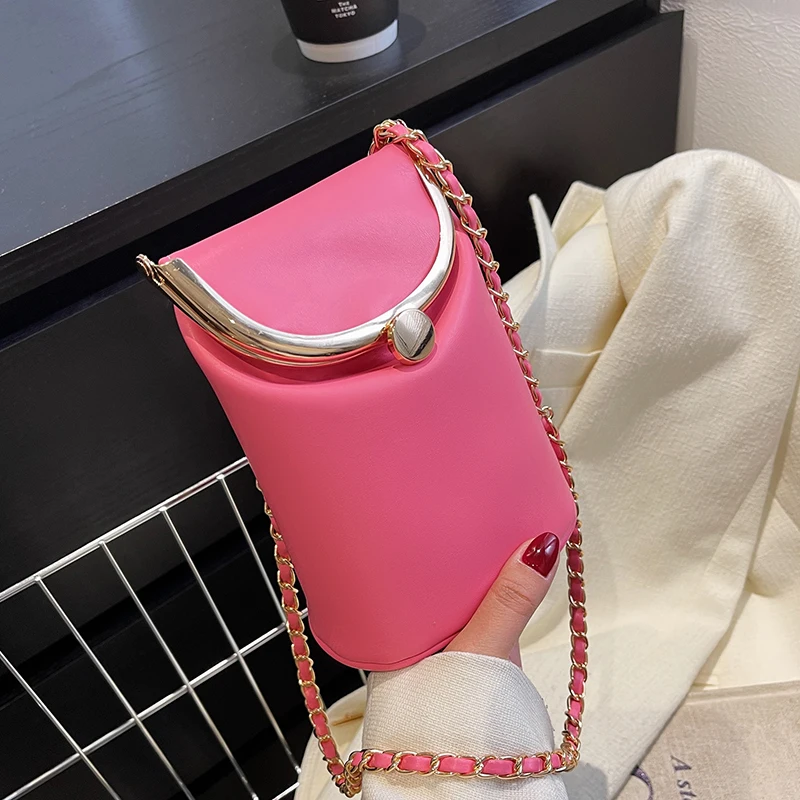 

Kawaii Cute Bucket PU Leather Crossbody Bag 2022 Woman Shopper Designer Chain Handbag Luxury brand Shoulder Bag