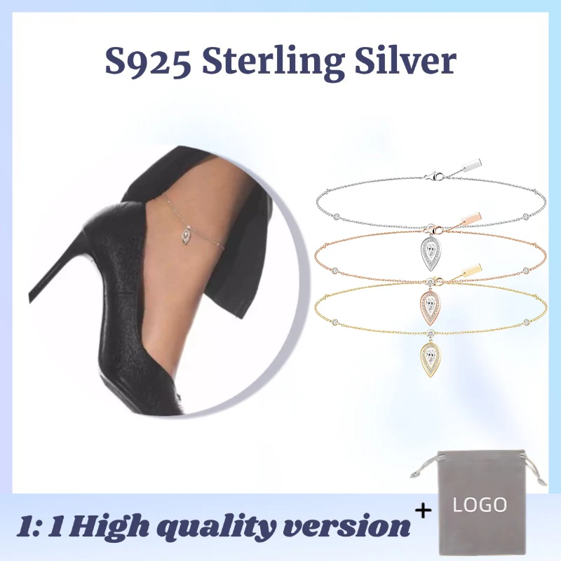 Официальный сайт 2024 новая цепочка на щиколотке с каплями воды стиль S925