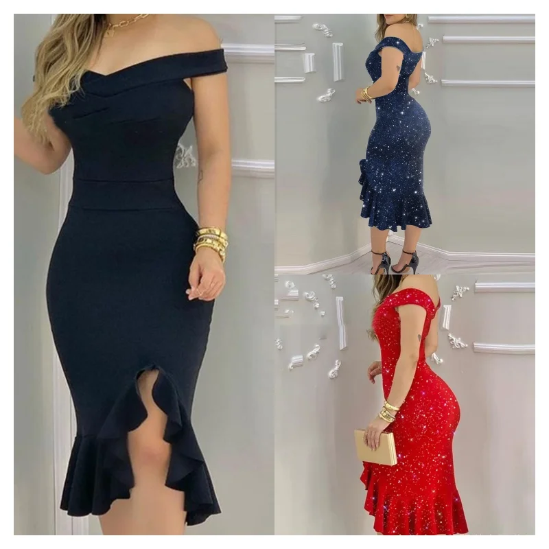 Женское летнее платье миди с пайетками