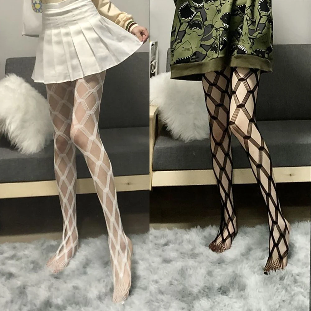 

Летние сексуальные чулки в сеточку, женские облегающие нейлоновые колготки, сетчатые черные прозрачные колготки в стиле панк для девушек, с...