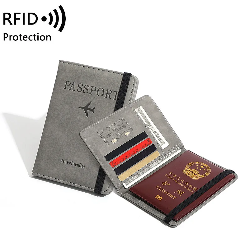 Обложка для паспорта с блокировкой RFID и эластичным ремешком путешествий по миру