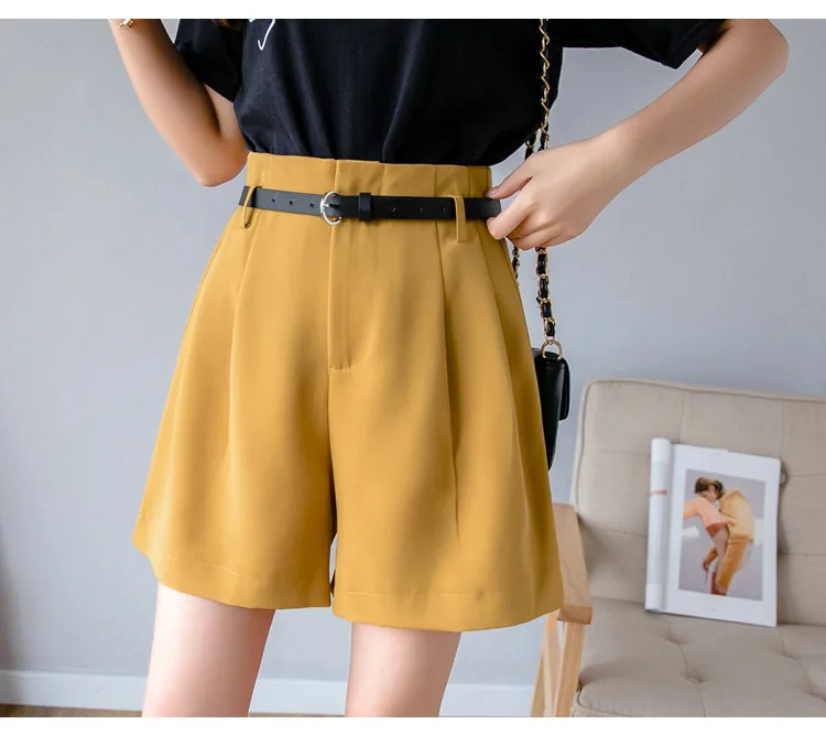 

Shorts women's 2021 summer new loose and thin A-line casual pants Black