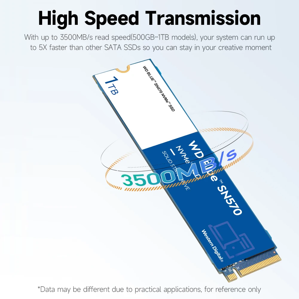 Original WD Blue SN570 1TB SSD NVMe Solid State Drive M.2 2280 Interface Large Capacity High-speed Transmission Slim Compact |