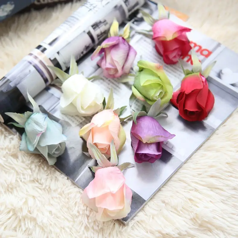 

Mini Rose Flower Head Rose bud Artificial Flowers for Wedding Decoration Ball Craft Fake Flowers 10 pieces/lot