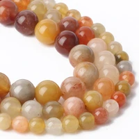 natural gold jade beads round loose spacer stone beads for women handmade diy bracelet fine jewelry making necklace 4 6 8 10mm