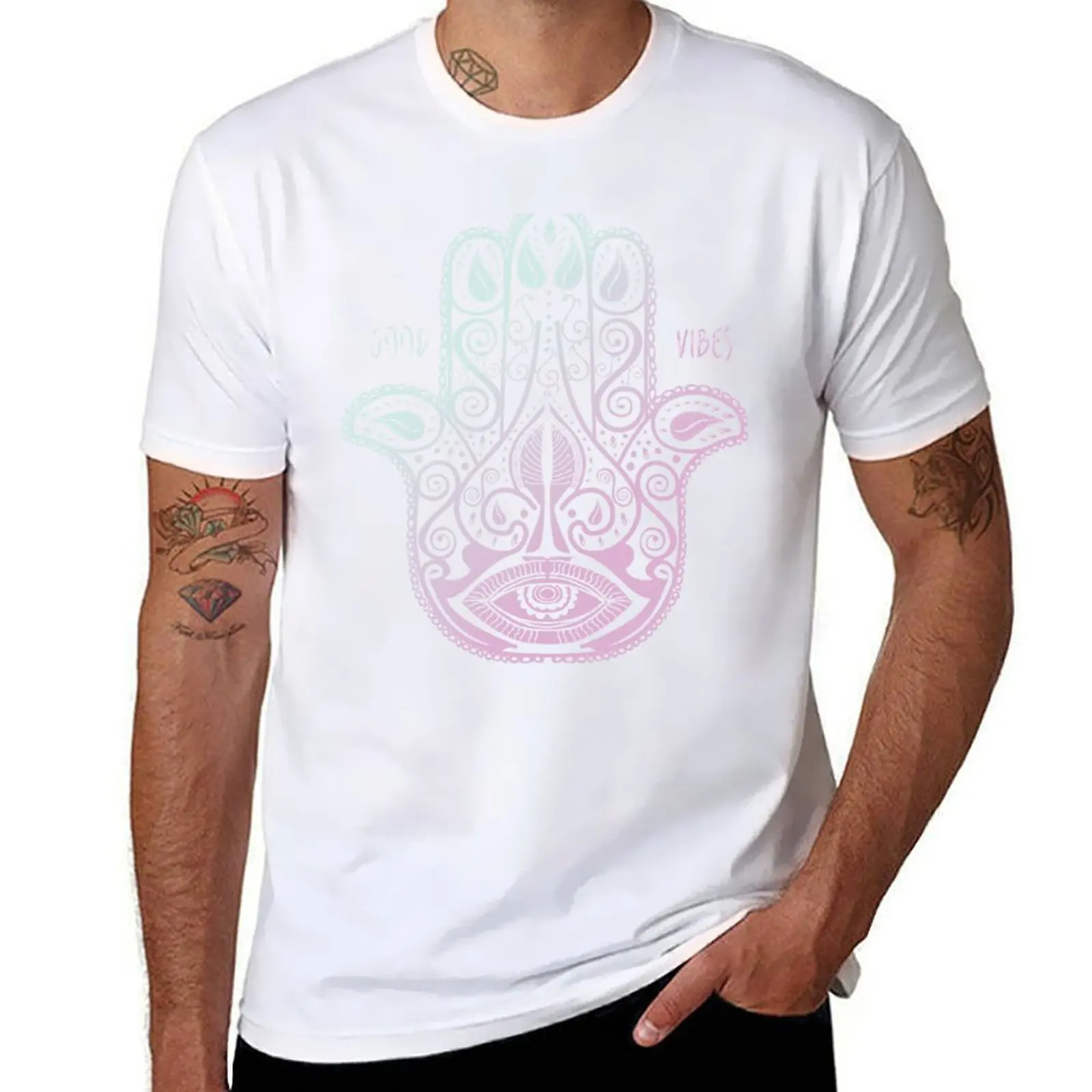 Фото Футболка HAMSA PALM с графическим рисунком для мужчин, футболка с аниме, футболка №1