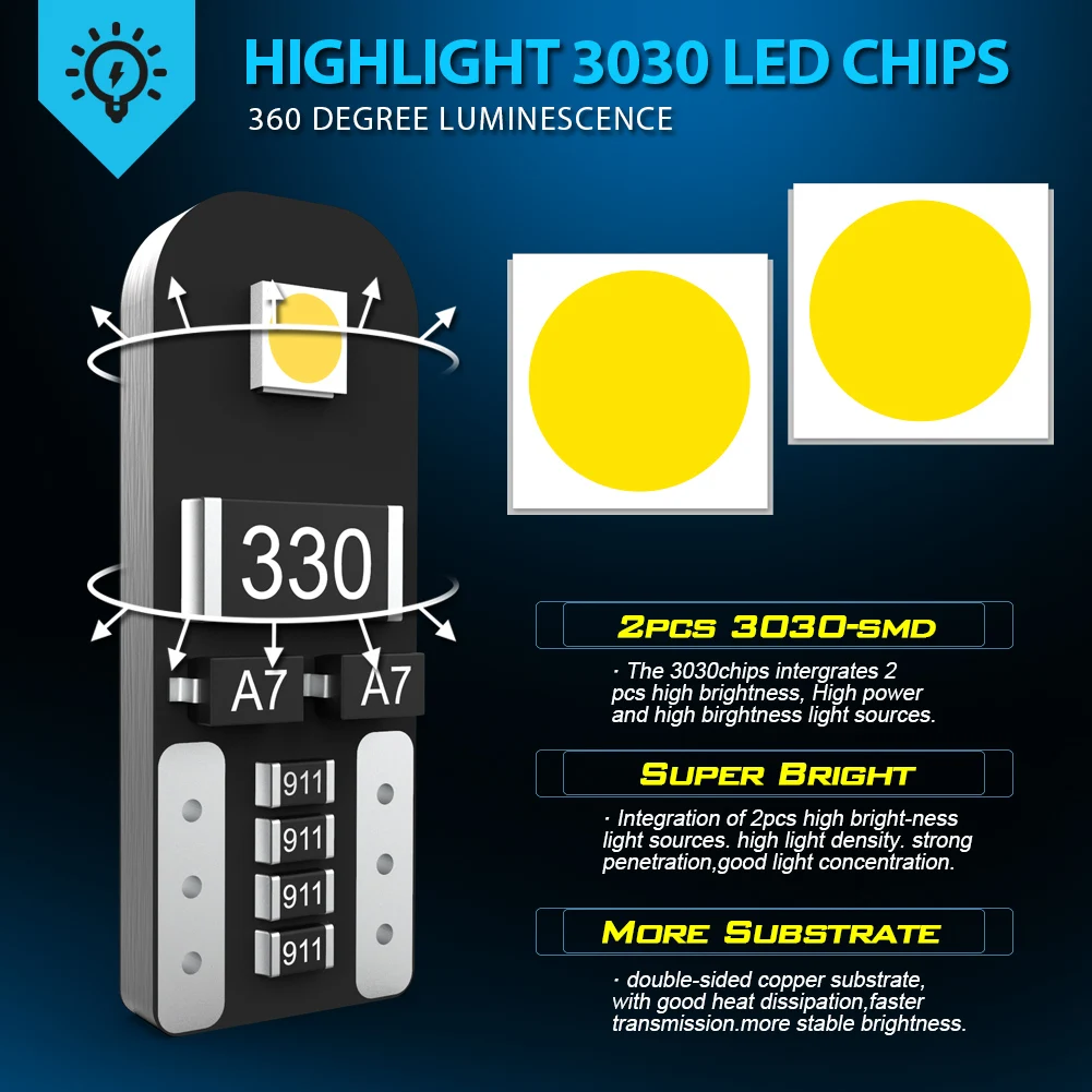 10x Canbus T10 W5W светодиодные лампы внутренние для чтения Renault Duster Megane 2 3 Logan Clio Fluence Captur