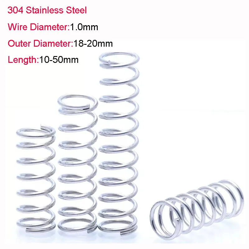 

10pcs/lot 304 Stainless Steel Y-type Compression Spring Rotor Return Spring Wire Diameter 1.0mm OD 18-20mm Length 10-50mm