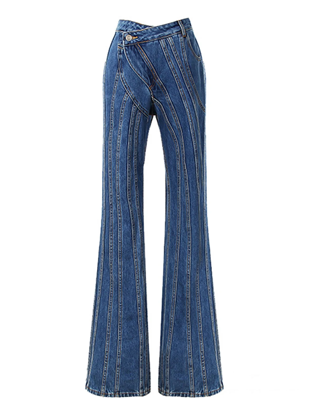 

Модные Асимметричные прямые джинсы с дырками на талии, женские джинсовые брюки с высокой талией, уличная одежда 2023, женские джинсовые брюки