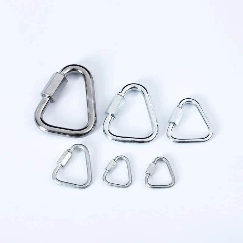 

Triangle Quick Connect Ring Mountaineering Buckle Stainless Steel Carabiner Snap Clip Hook Buckle Screw Lock Keychain 6Size
