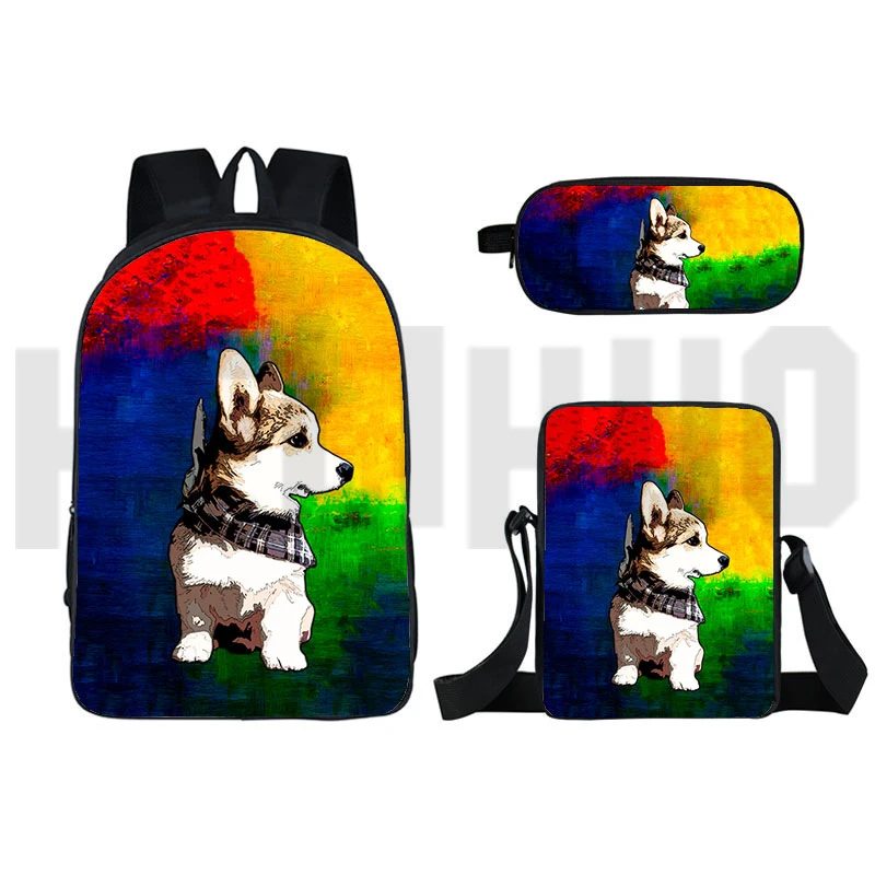 Рюкзак унисекс с 3D-принтом для домашних животных, собак, валлийских коргов, Pembroke, школьная сумка для девочек и мальчиков, милые книжные сумки...