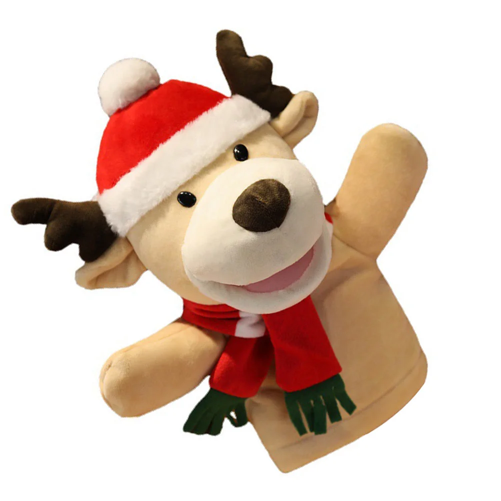 

Santa Hand Puppet Christmas Theme Plaything Plush Stuffed Animals Finger Puppets Kids Mini Toy Time Deerlet