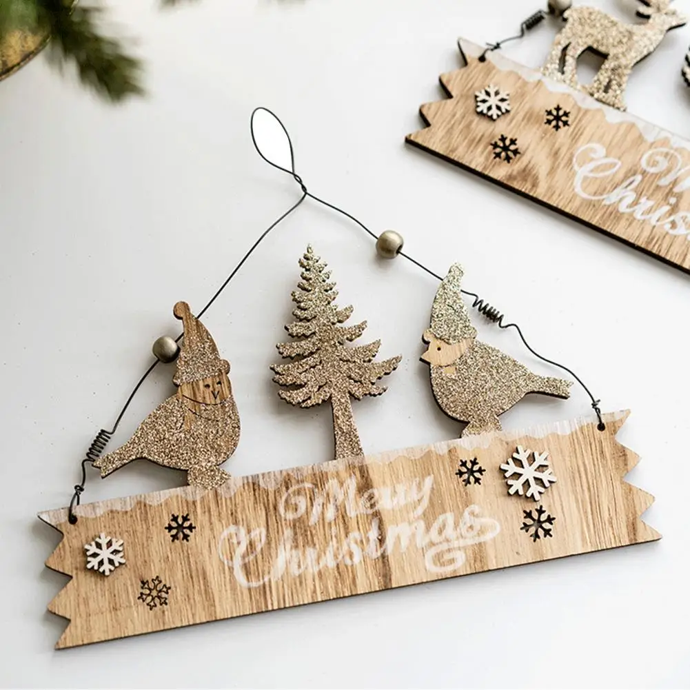 

Christmas Pendant Decoration Vibrant Festive Wooden Christmas Door Hanging Plaque Eye-catching Holiday Home Decoration Reusable