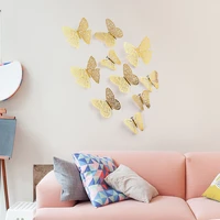 12pcsset diy party wedding 3d hollow decorative butterfly wall stickers fashion kids room home decor