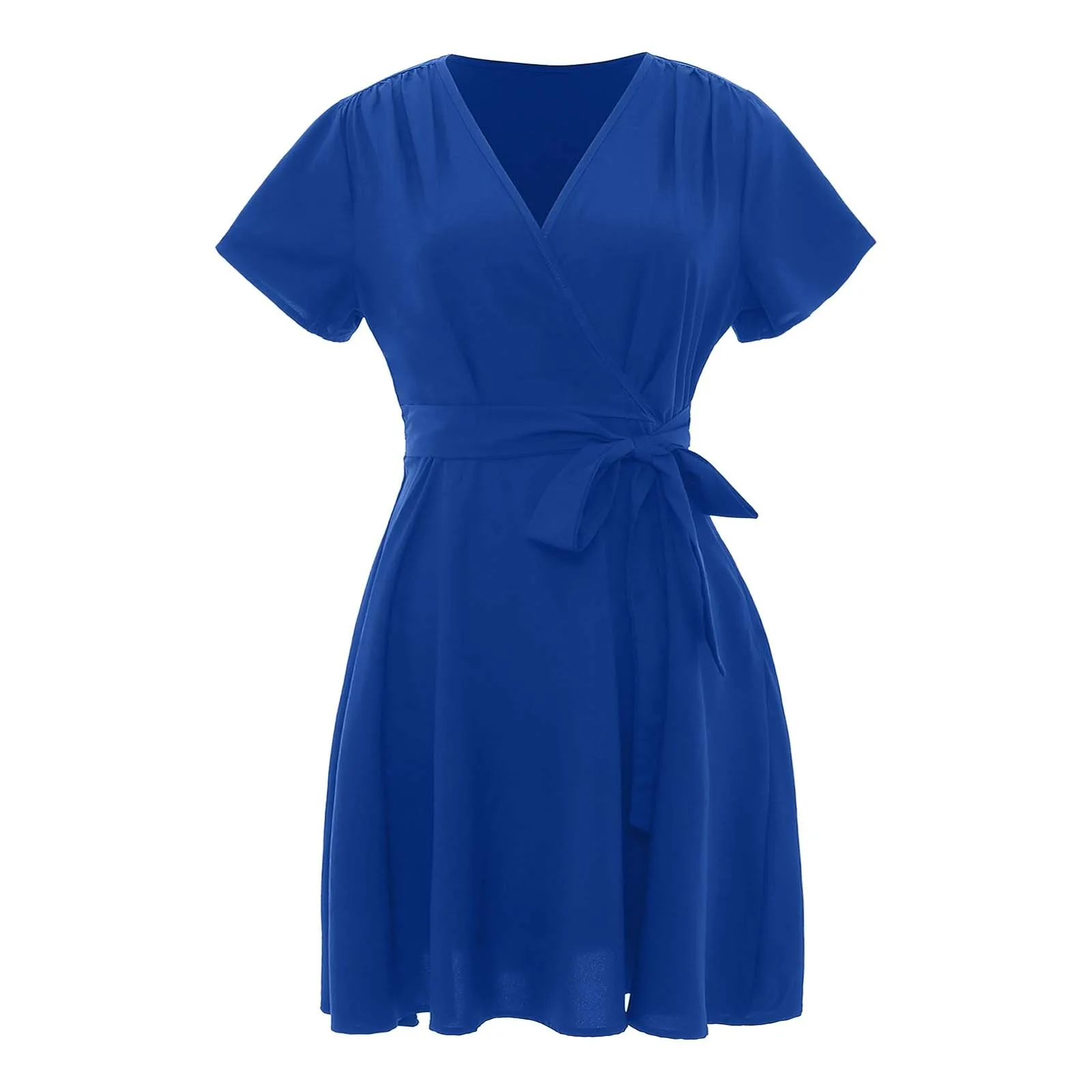 Женское платье больших размеров летнее однотонное трапециевидной формы с