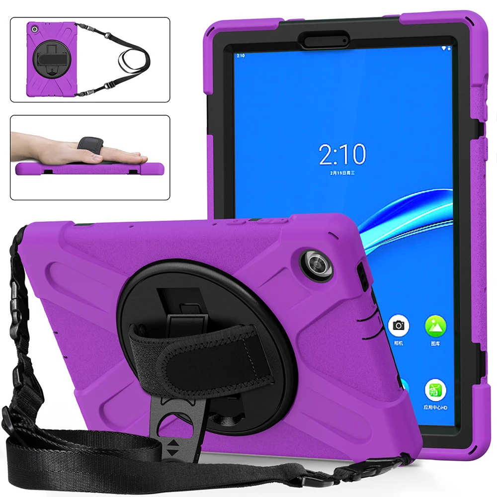 

for Lenovo Tab M10 Plus Case 10.3" X606F 606X 360 Rotation Cover Armor Kickstand Hard Shell with Hand Grip Shoulder Strap