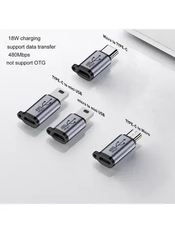 Адаптер к Micro USB Type-C «мама» к разъему конвертера Micro USB «папа» поддерживает зарядку адаптера из сплава для данных