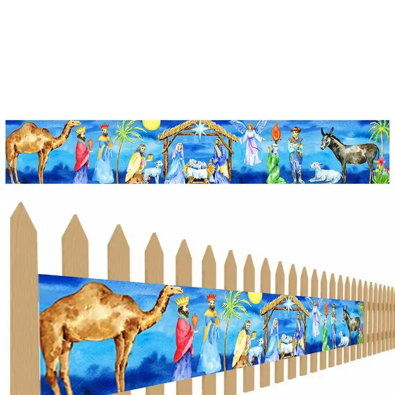 

Nativity Banner Hristmas Nativity Courtyard Banner Decoration Merry Christmas Nativity Banner Decor Nativity Scene for Outside