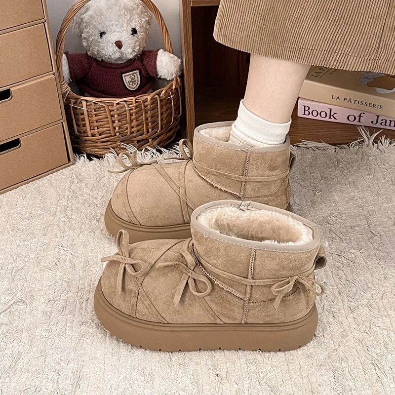 Женские модные новые короткие зимние ботинки до щиколотки замшевые плюшевые