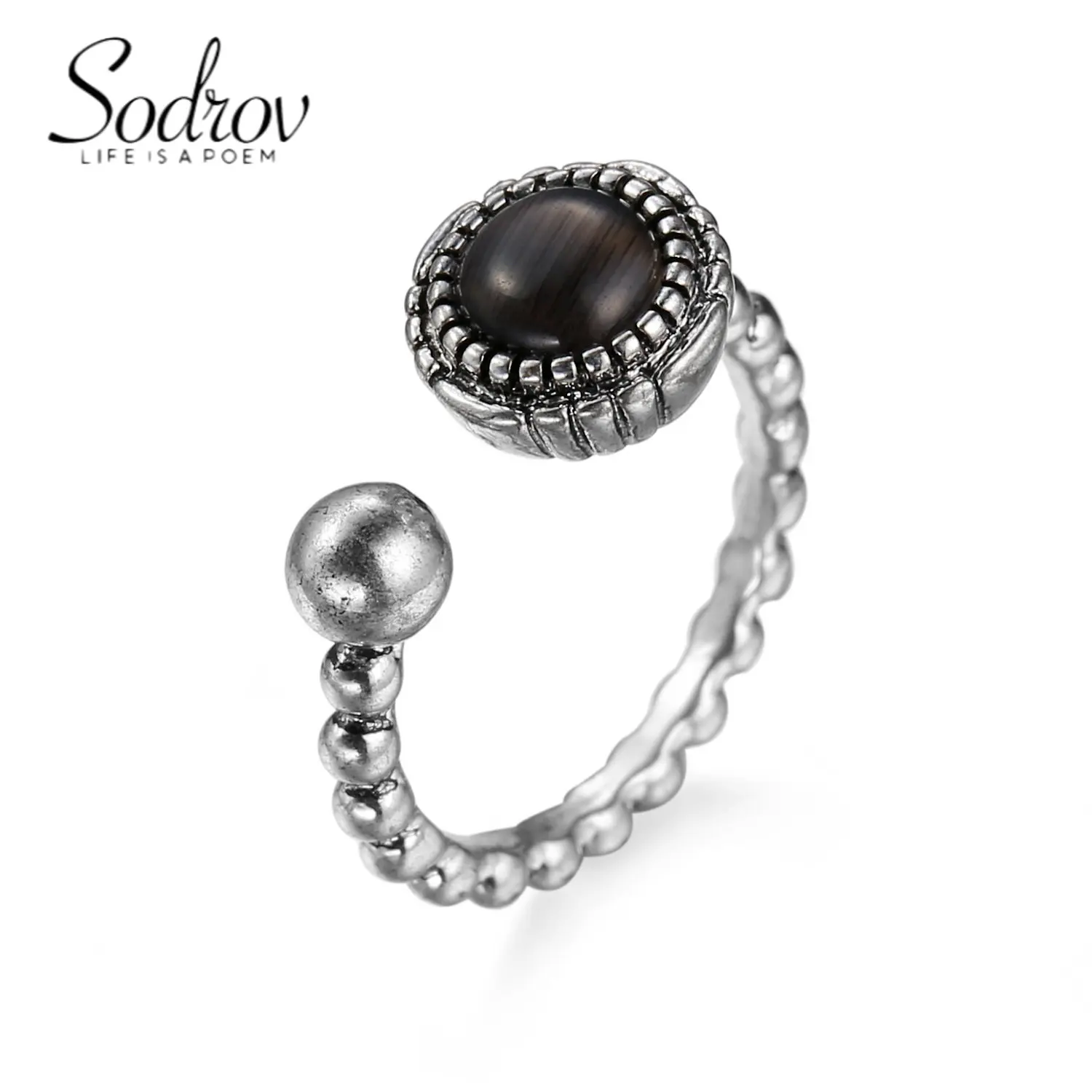 

Retro Silver Color Open Ring Size Adjustable Rings for Women