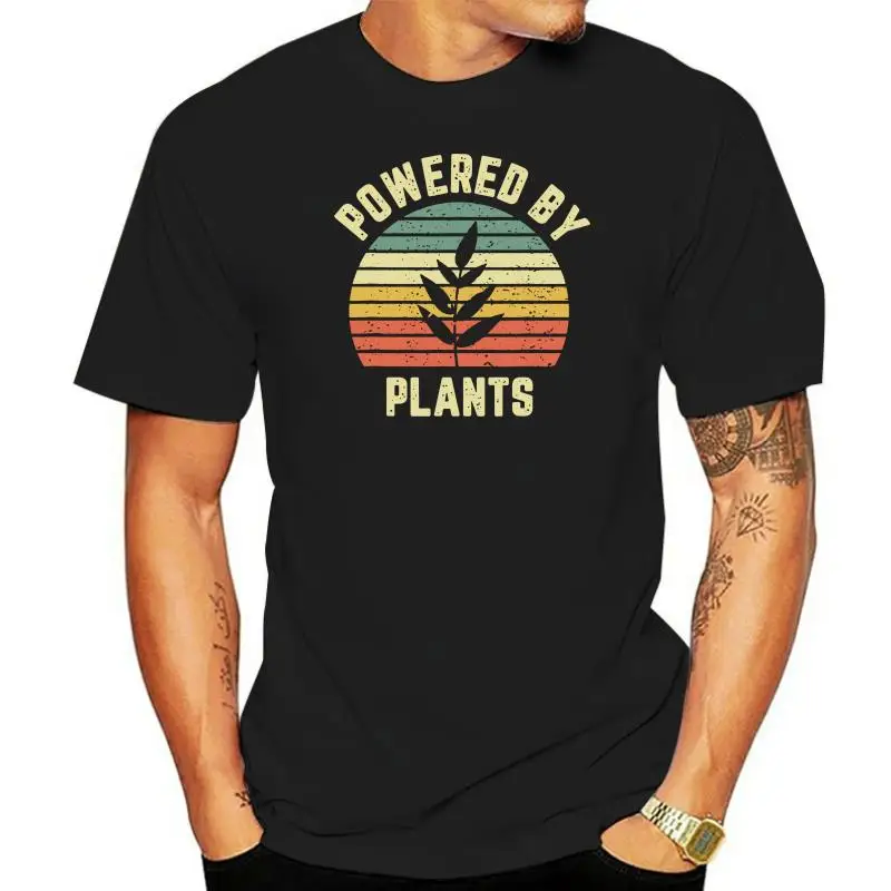 

Powered By Plants Vegan Vegetarian Diet Themed Tshirt Free Style Tee Shirt