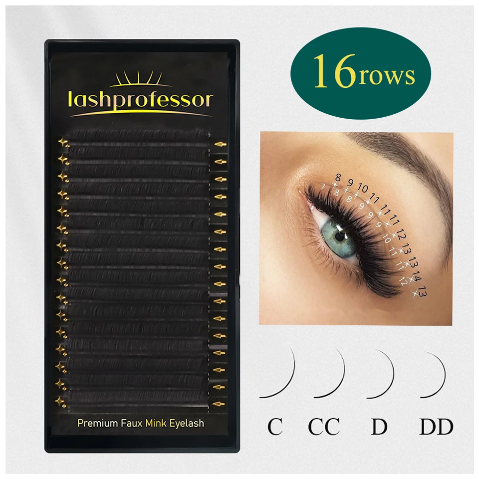 

Lashprofessor 16Rows Individual Lash Extension Mink Classic Eyelash Thick 5-20mm Long Natural Soft Makeup Russian Lashes Cilios